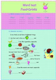 English worksheet: food and drinks!!
