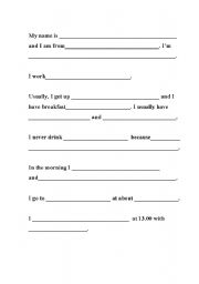 English worksheet: My daily story