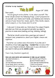 English Worksheet: A letter to my teacher