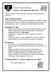 English Worksheet: Class Expectations