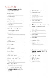 English worksheet: numbers 0-20