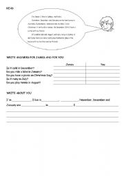 English worksheet: reading and writing worksheet: weather, freetime activities