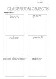 English Worksheet: classroom objects