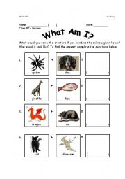 English worksheet: Animal Mix-Up