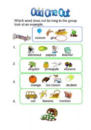 English Worksheet: Odd one out