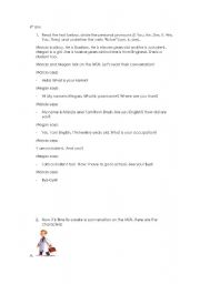 English Worksheet: Verb To Be - Dialogue Creation