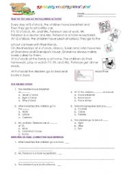 English Worksheet: Simple present-Reading comprehension