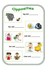 English Worksheet: Opposites  (1st worksheet of 4)