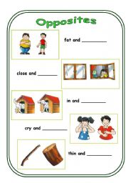 English Worksheet: Opposites (2nd worksheet of 4)