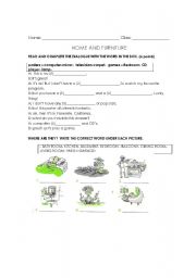 English Worksheet: home and furniture