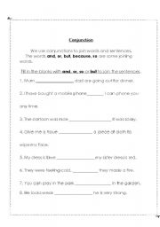 English worksheet: conjunction