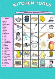 English Worksheet: Kitchen tools