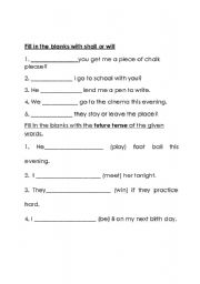 English Worksheet: future tense