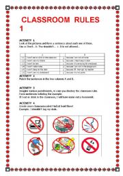 English Worksheet: Classroom rules 1
