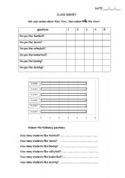 English worksheet: class survey