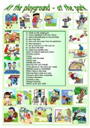 English Worksheet: AT THE PLAYGOUND/ PARK- THINGS TO DO 
