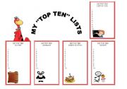 English Worksheet: MY TOP TEN LISTS