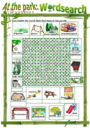 English Worksheet: AT THE PLAYGROUND/PARK - WORDSEARCH