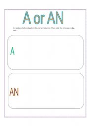 English worksheet: A or An