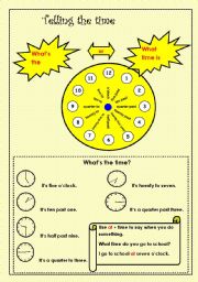 English Worksheet: Telling the time (part 1)