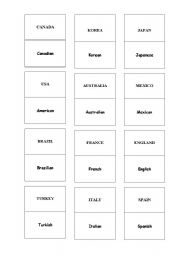 English Worksheet: Countries and Nationalites - Domino