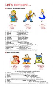 English Worksheet: Comparatives with cool pics...