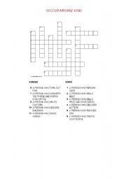 English Worksheet: JOBS CROSSWORD PUZZLE