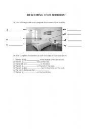 English worksheet: Describing your Bedroom