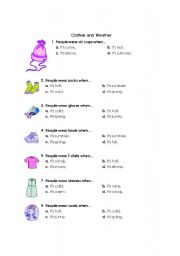 English Worksheet: Clothes multiple choice