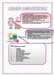 English Worksheet: READING COMPREHENSION