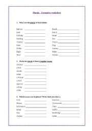 English Worksheet: Plurals