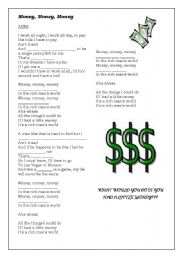 English Worksheet: SONG - Money, money, money (ABBA) + movie Mumma Mia