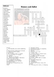 English Worksheet: Romeo and Juliet crossword