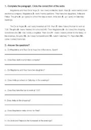 English worksheet: Present simple