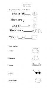 English worksheet: Clothes and Weather conditions