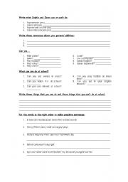 English Worksheet: modal can