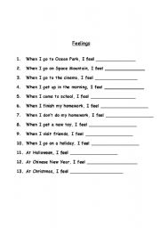 English worksheet: Feelings/Emotions