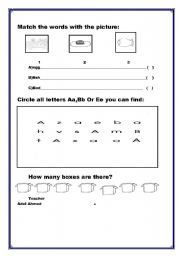 English worksheet: Teaching letters and numbers