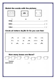 English Worksheet: Teaching letters and numbers