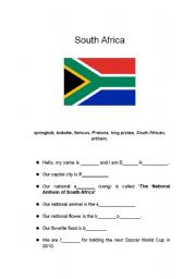 English worksheet: Introduction to South Africa