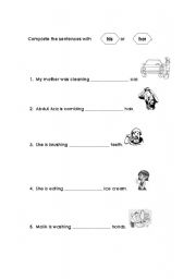 English worksheet: His or Her