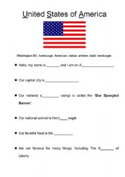 English worksheet: Introduction to the USA