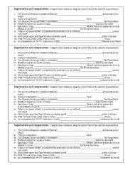 English Worksheet: Comparatives and superlative test