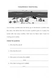 English worksheet: At the beach