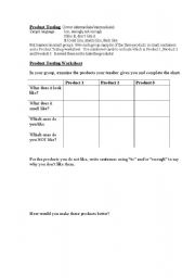 English worksheet: Worksheet: Which product do you like best?
