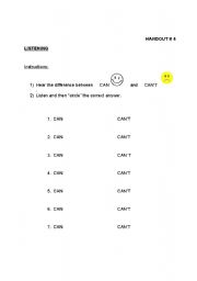 English Worksheet: can