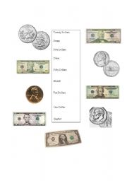 English worksheet: USA Currency & Coins