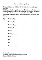 English Worksheet: Reverse Chain Spelling