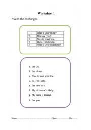 English worksheet: Matching