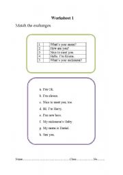 English Worksheet: Matching